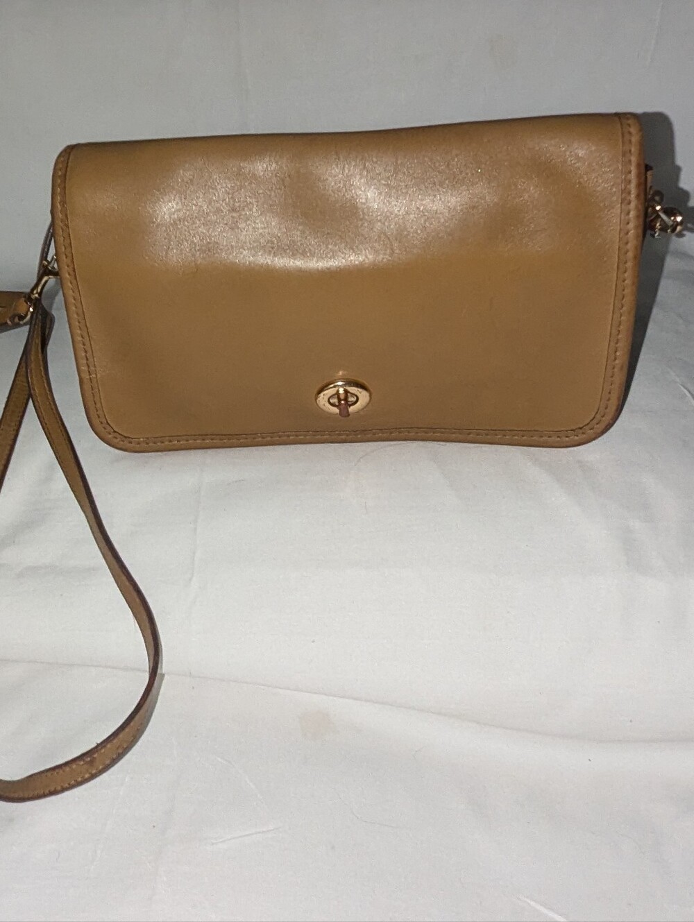 Coach Hayden Foldover Crossbody Clutch Bag in Tan Leather F87768